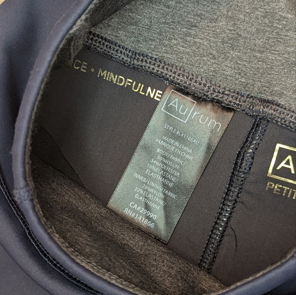 Aurum Petite Mesh Panel Leggings Navy XS High Rise Athletic Workout Pants‎ - Picture 6 of 8
